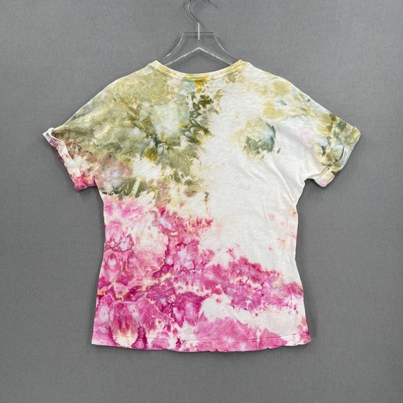 EVERLANE T-shirt Womens Small White Multicolor Hand Dyed Upcycled Cuffed Crew - Picture 2 of 14